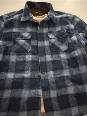 Jachs Blue Plaid Sherpa-Lined Shacket Jacket
